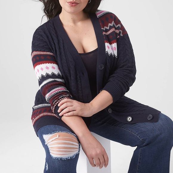 Lane Bryant Sweaters - Lane Bryant Nordic Fair isle Cable Knit Cardigan